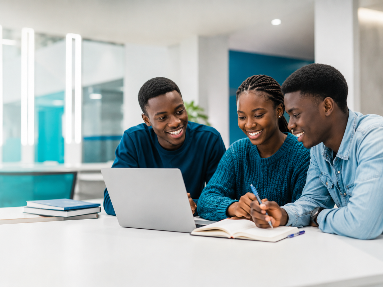 Students collaborating in a modern learning environment